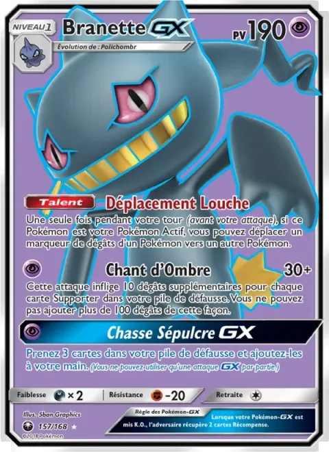 Carte Pokémon Branette GX 157/168, extension Tempête Céleste