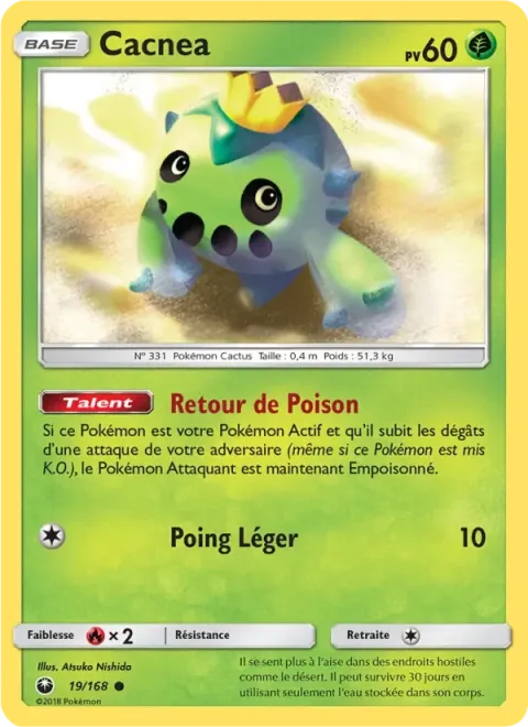 Carte Pokémon Cacnea 019/168, extension Tempête Céleste