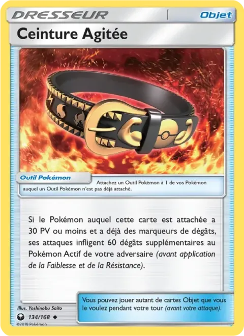 Carte Pokémon Ceinture Agitée 134/168, extension Tempête Céleste