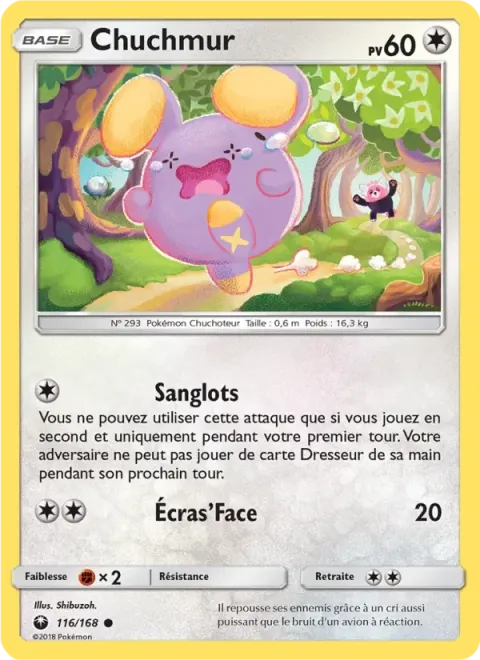 Carte Pokémon Chuchmur 116/168, extension Tempête Céleste