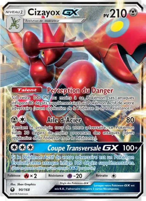 Carte Pokémon Cizayox GX 090/168, extension Tempête Céleste