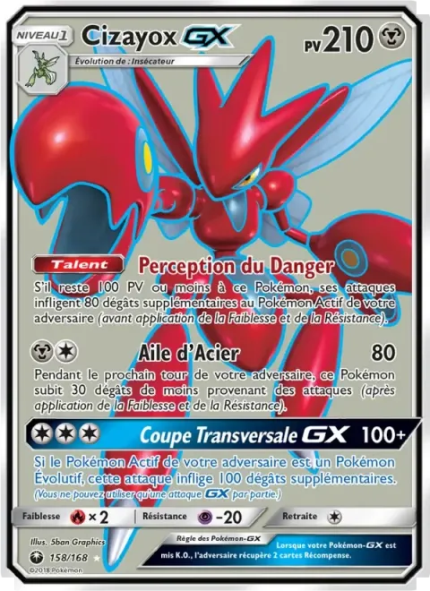 Carte Pokémon Cizayox GX 158/168, extension Tempête Céleste