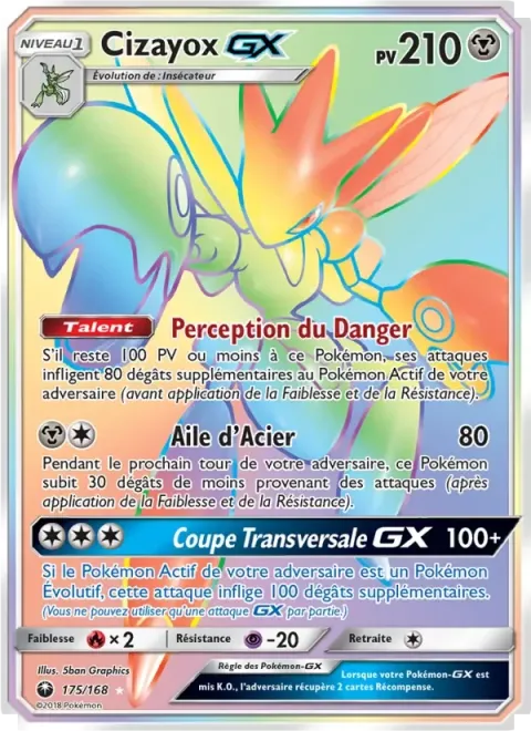 Carte Pokémon Cizayox GX 175/168, extension Tempête Céleste