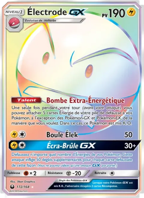 Carte Pokémon Électrode GX 172/168, extension Tempête Céleste