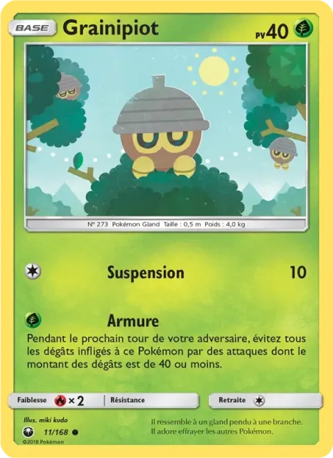 Carte Pokémon Grainipiot 011/168, extension Tempête Céleste