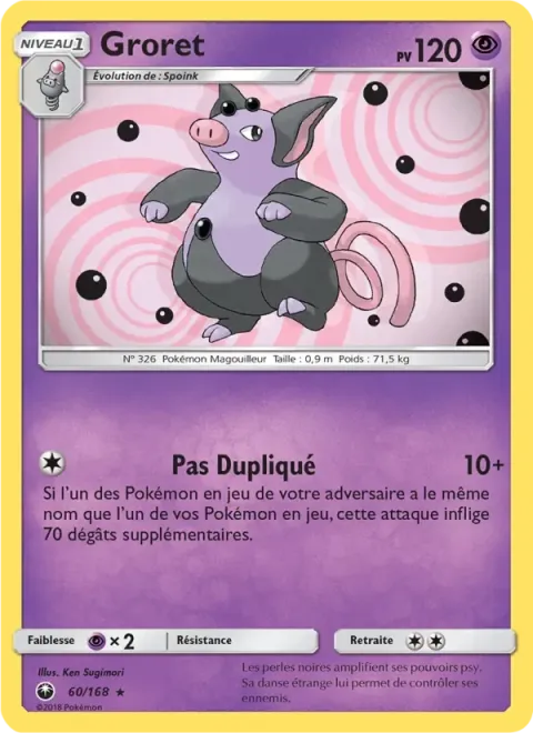 Carte Pokémon Groret 060/168, extension Tempête Céleste