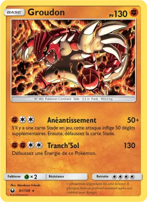 Carte Pokémon Groudon 081/168, extension Tempête Céleste