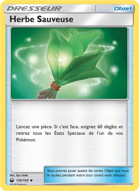 Carte Pokémon Herbe Sauveuse 136/168, extension Tempête Céleste