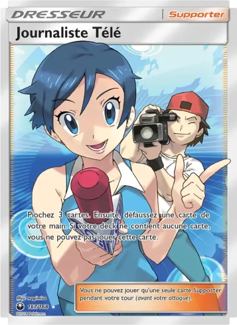 Carte Pokémon Journaliste Télé 167/168, extension Tempête Céleste