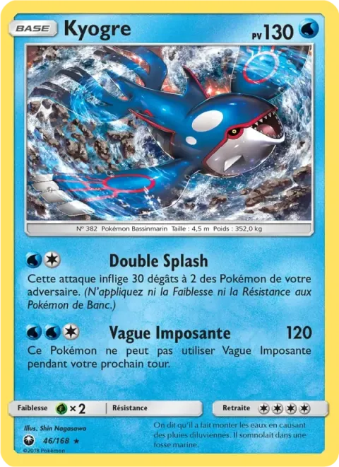 Carte Pokémon Kyogre 046/168, extension Tempête Céleste