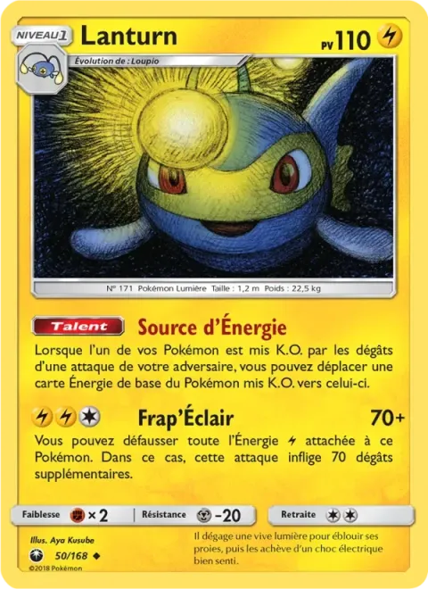 Carte Pokémon Lanturn 050/168, extension Tempête Céleste