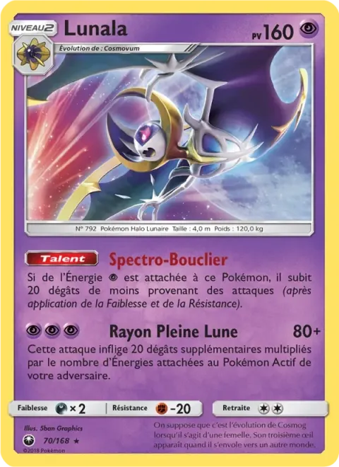 Carte Pokémon Lunala 070/168, extension Tempête Céleste