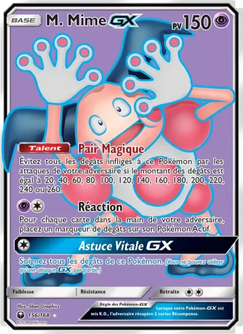 Carte Pokémon M. Mime GX 156/168, extension Tempête Céleste