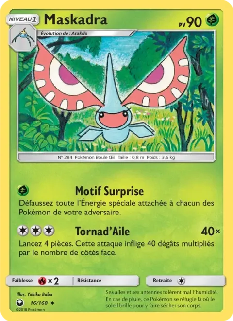 Carte Pokémon Maskadra 016/168, extension Tempête Céleste