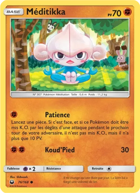 Carte Pokémon Méditikka 076/168, extension Tempête Céleste