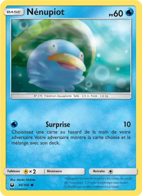 Carte Pokémon Nénupiot 036/168, extension Tempête Céleste