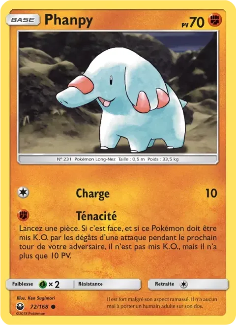 Carte Pokémon Phanpy 072/168, extension Tempête Céleste