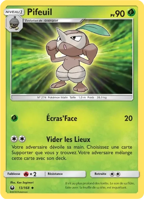 Carte Pokémon Pifeuil 013/168, extension Tempête Céleste
