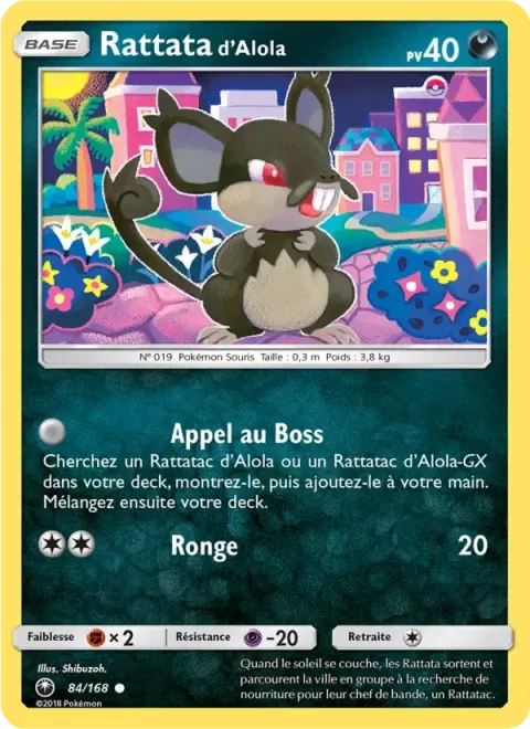 Carte Pokémon Rattata d’Alola 084/168, extension Tempête Céleste