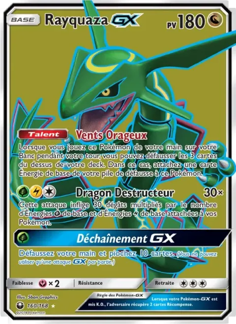 Carte Pokémon Rayquaza GX 160/168, extension Tempête Céleste