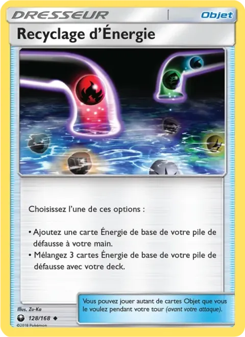 Carte Pokémon Recyclage d’Énergie 128/168, extension Tempête Céleste