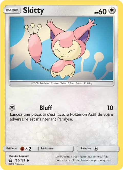 Carte Pokémon Skitty 120/168, extension Tempête Céleste