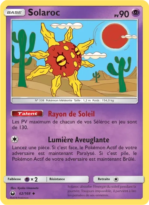 Carte Pokémon Solaroc 062/168, extension Tempête Céleste