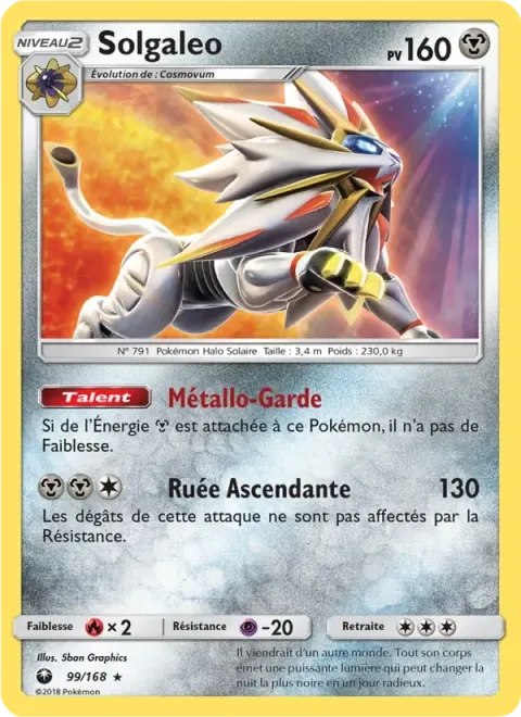 Carte Pokémon Solgaleo 099/168, extension Tempête Céleste