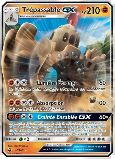 Carte Pokémon Trépassable GX 082/168, extension Tempête Céleste