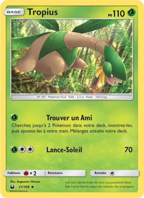 Carte Pokémon Tropius 021/168, extension Tempête Céleste
