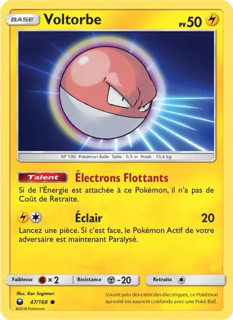 Carte Pokémon Voltorbe 047/168, extension Tempête Céleste