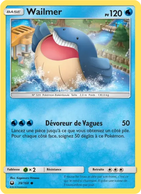 Carte Pokémon Wailmer 039/168, extension Tempête Céleste