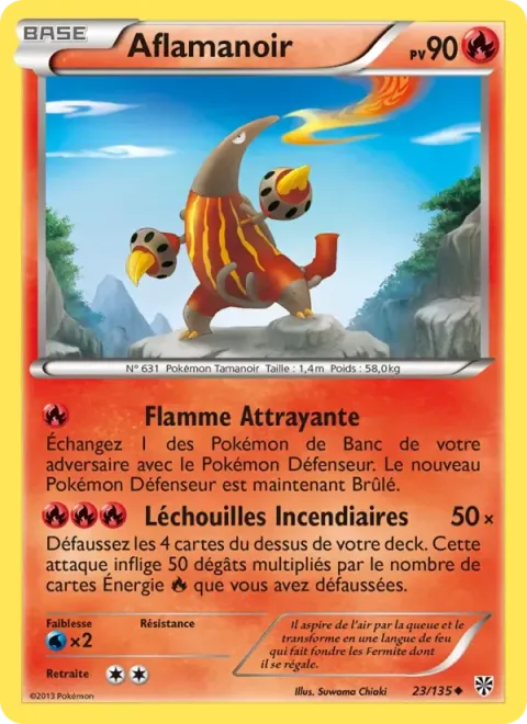 Carte Pokémon Aflamanoir 023/135, extension Tempète Plasma