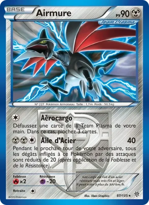 Carte Pokémon Airmure 087/135, extension Tempète Plasma