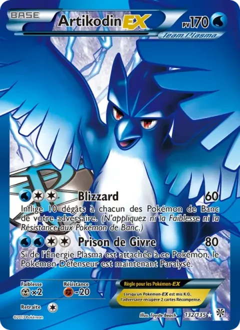 Carte Pokémon Artikodin-EX 132/135, extension Tempète Plasma