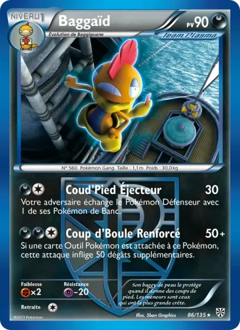 Carte Pokémon Baggaïd 086/135, extension Tempète Plasma