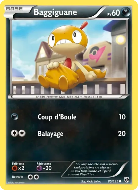 Carte Pokémon Baggiguane 085/135, extension Tempète Plasma
