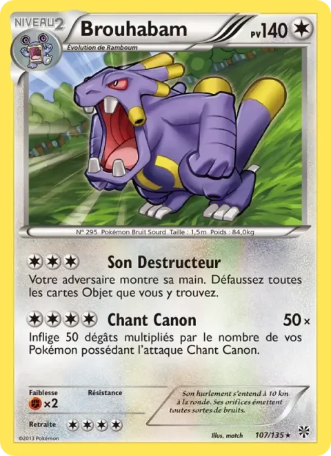 Carte Pokémon Brouhabam 107/135, extension Tempète Plasma