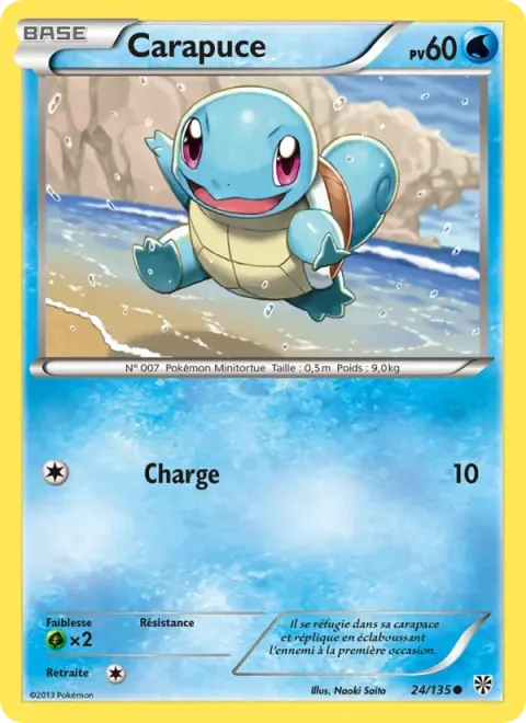 Carte Pokémon Carapuce 024/135, extension Tempète Plasma
