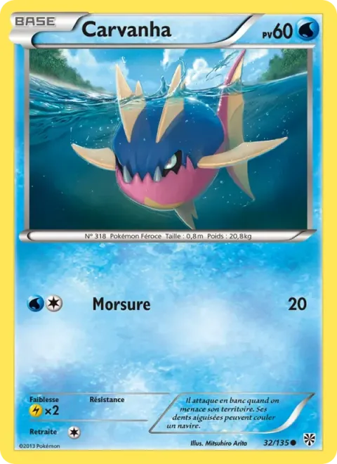 Carte Pokémon Carvanha 032/135, extension Tempête Plasma