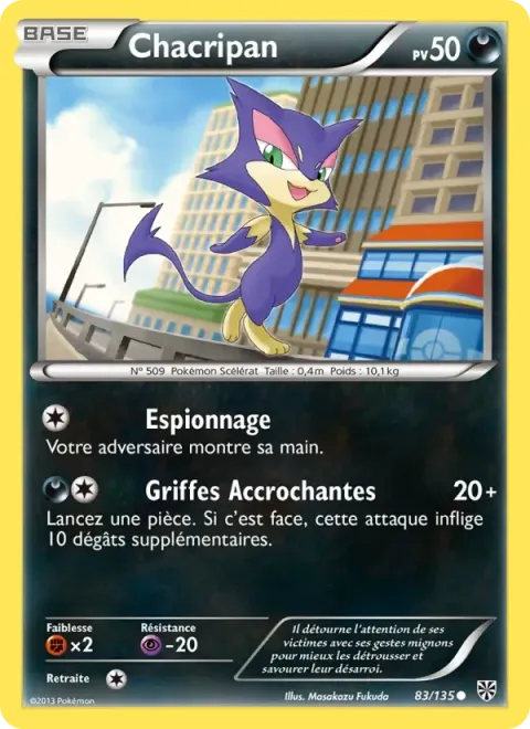 Carte Pokémon Chacripan 083/135, extension Tempète Plasma