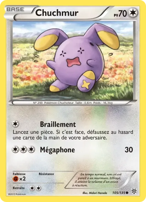 Carte Pokémon Chuchmur 105/135, extension Tempète Plasma