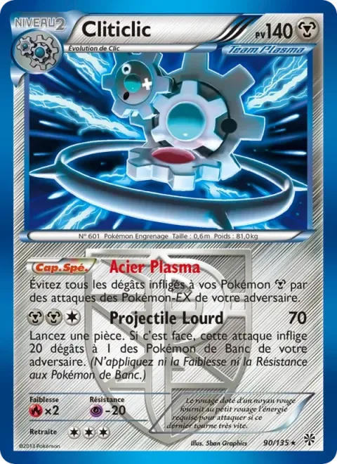 Carte Pokémon Cliticlic 090/135, extension Tempète Plasma