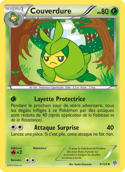 Carte Pokémon Couverdure 009/135, extension Tempète Plasma