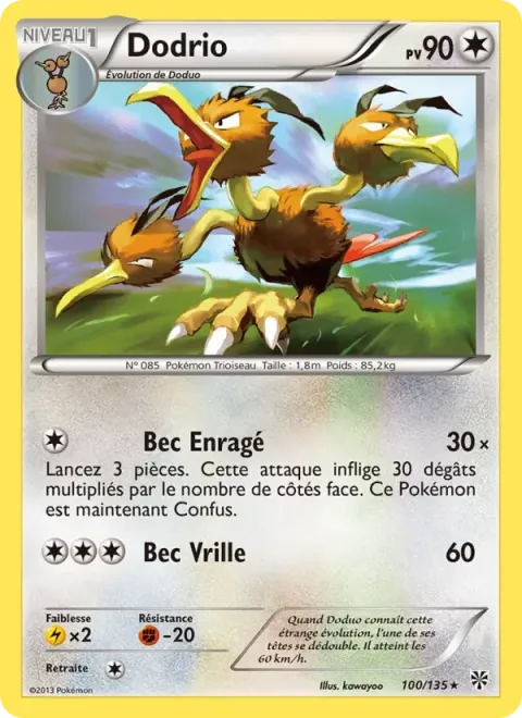 Carte Pokémon Dodrio 100/135, extension Tempète Plasma