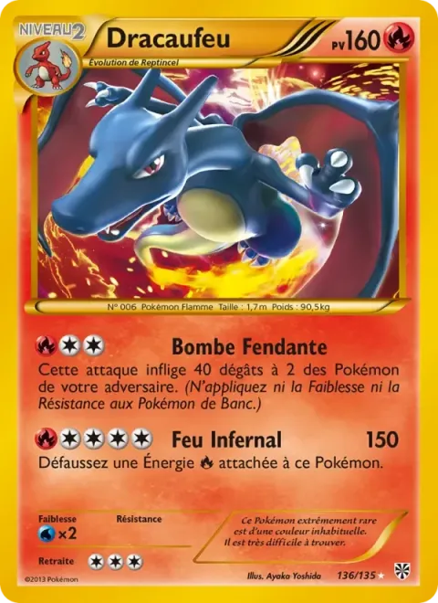 Carte Pokémon Dracaufeu 136/135, extension Tempète Plasma