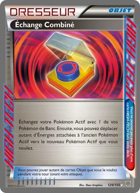 Carte Pokémon Échange Combiné 129/135, extension Tempète Plasma