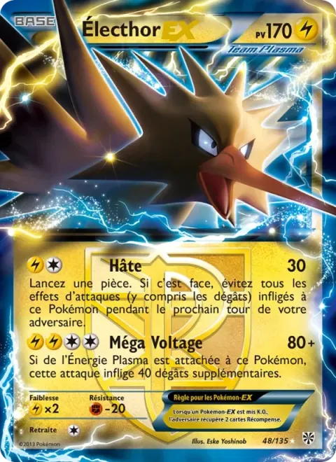 Carte Pokémon Électhor-EX 048/135, extension Tempète Plasma