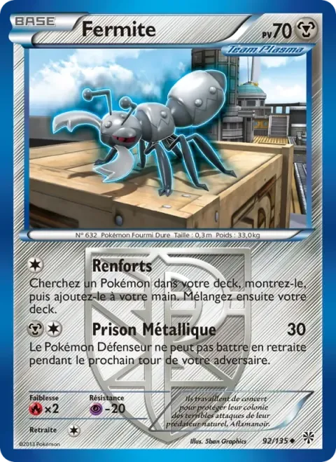 Carte Pokémon Fermite 092/135, extension Tempète Plasma