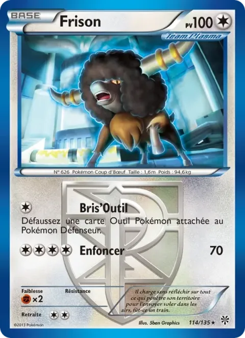 Carte Pokémon Frison 114/135, extension Tempète Plasma